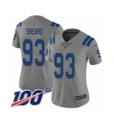 Women's Indianapolis Colts #93 Jabaal Sheard Limited Gray Inverted Legend 100th Season Football Jersey
