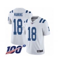 Men's Indianapolis Colts #18 Peyton Manning White Vapor Untouchable Limited Player 100th Season Football Jersey