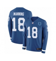 Men's Nike Indianapolis Colts #18 Peyton Manning Limited Blue Therma Long Sleeve NFL Jersey
