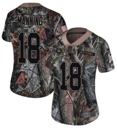 Women's Nike Indianapolis Colts #18 Peyton Manning Limited Camo Rush Realtree NFL Jersey