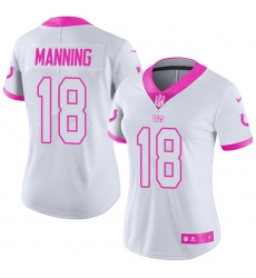 Women's Nike Indianapolis Colts #18 Peyton Manning Limited White/Pink Rush Fashion NFL Jersey