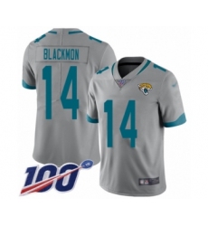 Men's Jacksonville Jaguars #14 Justin Blackmon Silver Inverted Legend Limited 100th Season Football Jersey