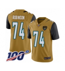 Men's Jacksonville Jaguars #74 Cam Robinson Limited Gold Rush Vapor Untouchable 100th Season Football Jersey
