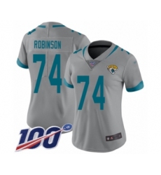 Women's Jacksonville Jaguars #74 Cam Robinson Silver Inverted Legend Limited 100th Season Football Jersey