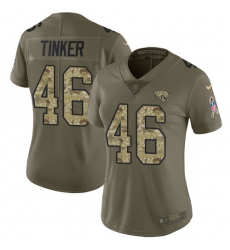 Women's Nike Jacksonville Jaguars #46 Carson Tinker Limited Olive/Camo 2017 Salute to Service NFL Jersey