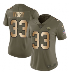 Women's Nike Jacksonville Jaguars #33 Chris Ivory Limited Olive/Gold 2017 Salute to Service NFL Jersey