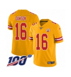 Men's Kansas City Chiefs #16 Len Dawson Limited Gold Inverted Legend 100th Season Football Jersey