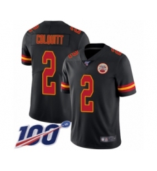 Men's Kansas City Chiefs #2 Dustin Colquitt Limited Black Rush Vapor Untouchable 100th Season Football Jersey