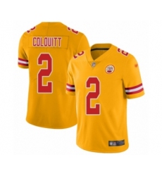 Men's Kansas City Chiefs #2 Dustin Colquitt Limited Gold Inverted Legend Football Jersey