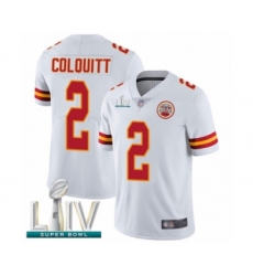 Men's Kansas City Chiefs #2 Dustin Colquitt White Vapor Untouchable Limited Player Super Bowl LIV Bound Football Jersey