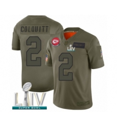 Youth Kansas City Chiefs #2 Dustin Colquitt Limited Olive 2019 Salute to Service Super Bowl LIV Bound Football Jersey