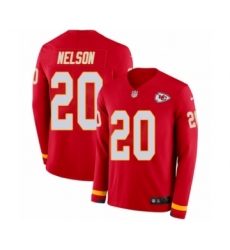 Youth Nike Kansas City Chiefs #20 Steven Nelson Limited Red Therma Long Sleeve NFL Jersey
