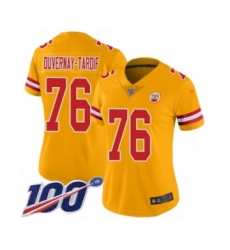 Women's Kansas City Chiefs #76 Laurent Duvernay-Tardif Limited Gold Inverted Legend 100th Season Football Jersey