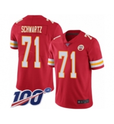 Men's Kansas City Chiefs #71 Mitchell Schwartz Red Team Color Vapor Untouchable Limited Player 100th Season Football Jersey