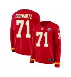 Women's Nike Kansas City Chiefs #71 Mitchell Schwartz Limited Red Therma Long Sleeve NFL Jersey