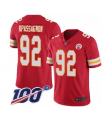 Men's Kansas City Chiefs #92 Tanoh Kpassagnon Red Team Color Vapor Untouchable Limited Player 100th Season Football Jersey