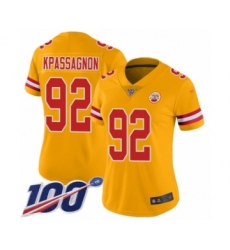 Women's Kansas City Chiefs #92 Tanoh Kpassagnon Limited Gold Inverted Legend 100th Season Football Jersey